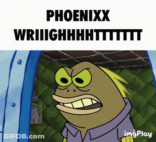 A Picture Of A Cartoon Character With The Words Phoenixx Wriiiighhhhhttttt GIF