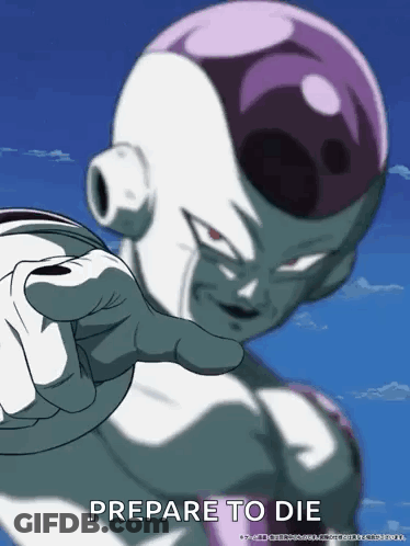 A Picture Of A Cartoon Character With The Words Prepare To Die GIF