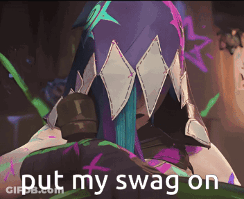 A Picture Of A Cartoon Character With The Words Put My Swag On Below It GIF