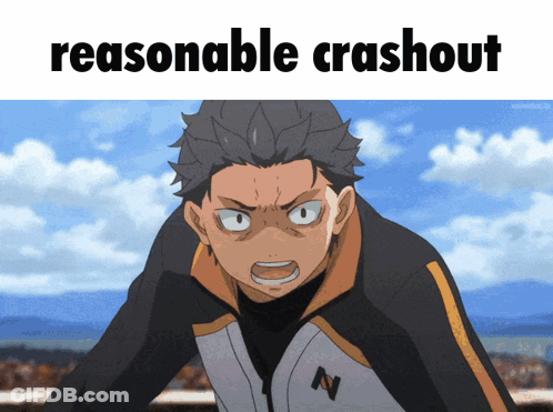 A Picture Of A Cartoon Character With The Words Reasonable Crashout Above Him GIF