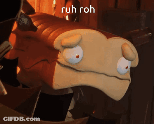 A Picture Of A Cartoon Character With The Words Ruh Roh On The Bottom GIF