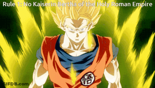 A Picture Of A Cartoon Character With The Words Rule 1 No Kaiserin Berta Of The Holy Roman Empire GIF