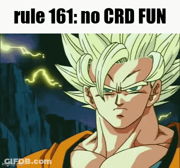 A Picture Of A Cartoon Character With The Words Rule 161 No Crd Fun On The Bottom GIF