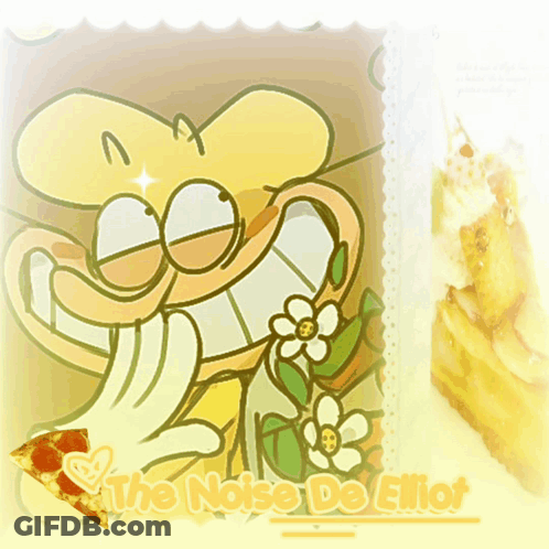 A Picture Of A Cartoon Character With The Words The Noise Do Elliot On It GIF