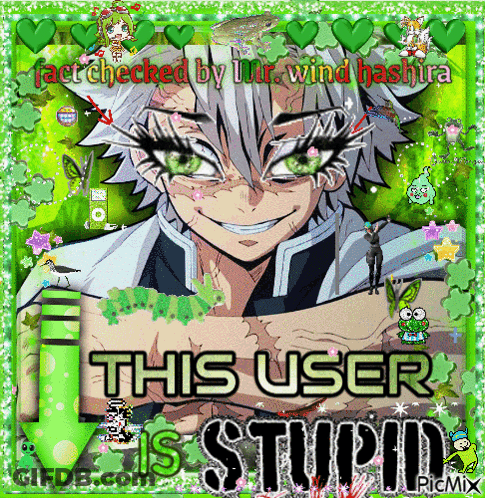 A Picture Of A Cartoon Character With The Words " This User Is Stupid " On It GIF