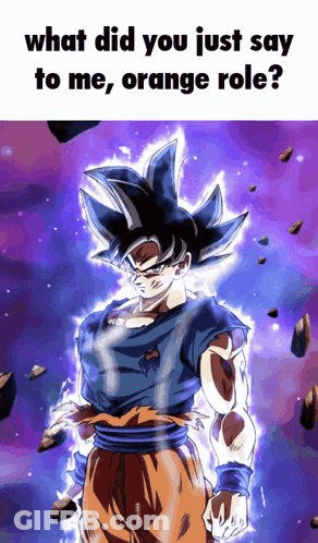 A Picture Of A Cartoon Character With The Words What Did You Just Say To Me Orange Role On The Bottom GIF