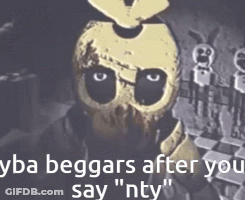 A Picture Of A Cartoon Character With The Words `` Yba Beggars After You Say `` Nty '' Written On It . GIF
