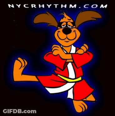 A Picture Of A Cartoon Dog With Nycrhythm.com Written On It GIF