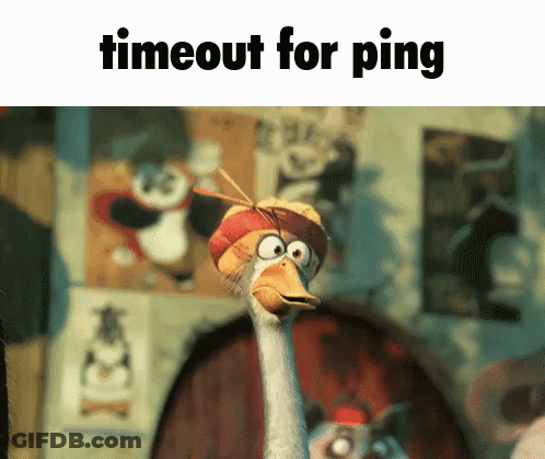 A Picture Of A Cartoon Duck With The Words " Timeout For Ping " Below It GIF