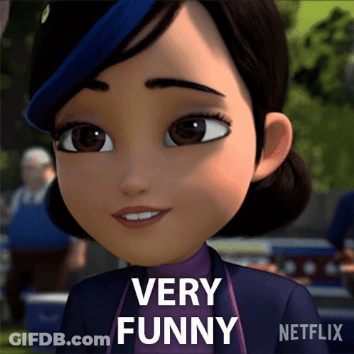 A Picture Of A Cartoon Girl With The Words Very Funny Written On It GIF