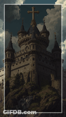 A Picture Of A Castle With A Quote That Says He That Dwelleth In The Secret Place Of The Most High GIF