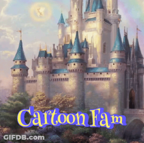 A Picture Of A Castle With The Words Cartoon Fam On The Bottom GIF