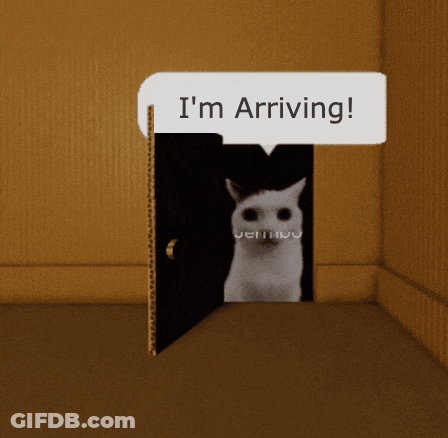 Cat Behind Door Saying I'm Arriving GIF