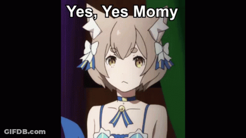 A Picture Of A Cat Girl With The Words Yes Yes Momy GIF