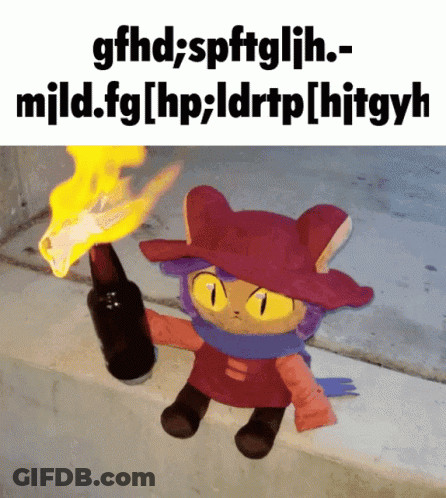 A Picture Of A Cat Holding A Bottle Of Beer With A Flame Coming Out GIF