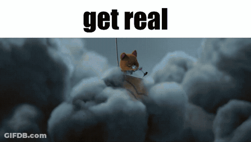 A Picture Of A Cat In The Clouds With The Words Get Real Below It GIF