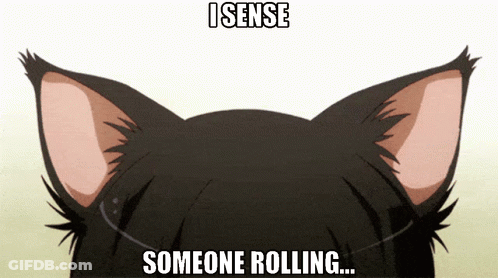 A Picture Of A Cat 'S Ears With The Caption Someone Rolling GIF