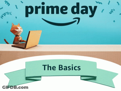 A Picture Of A Cat Using A Laptop And The Words Prime Day The Basics Below It GIF