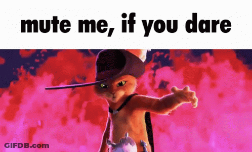 A Picture Of A Cat Wearing A Cowboy Hat With The Words Mute Me If You Dare GIF