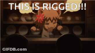 A Picture Of A Cat With A Speech Bubble That Says This Is Rigged GIF