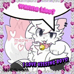 A Picture Of A Cat With A Speech Bubble That Says " Wanna Kiss ? " GIF