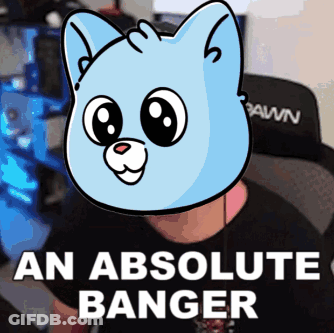 A Picture Of A Cat With The Words An Absolute Banger Below It GIF