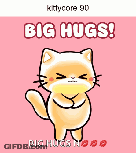 A Picture Of A Cat With The Words Big Hugs GIF