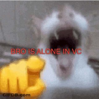 A Picture Of A Cat With The Words Bro Is Alone In Vc Written On It GIF