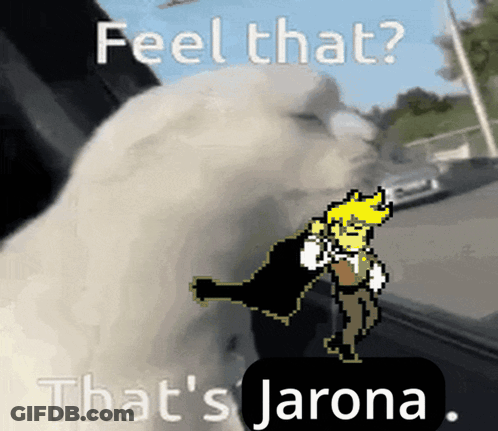 A Picture Of A Cat With The Words Feel That That 'S Jarona GIF