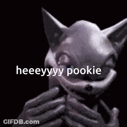 A Picture Of A Cat With The Words " Heeeyyy Pookie " Written On It GIF