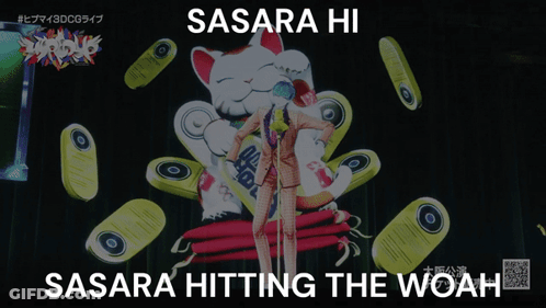 A Picture Of A Cat With The Words Sasara Hitting The Woah GIF