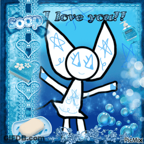 A Picture Of A Cat With The Words Soap I Love You On It GIF