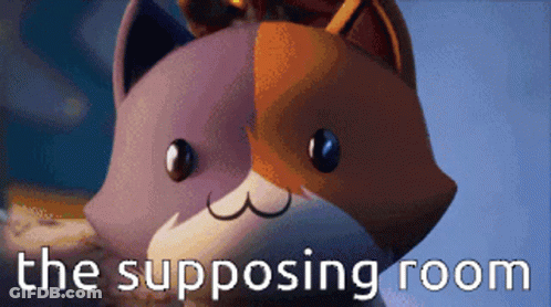 A Picture Of A Cat With The Words The Supposing Room Below It GIF