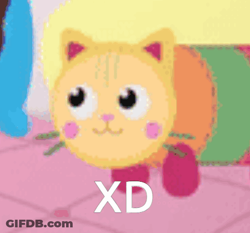 A Picture Of A Cat With The Words Xd Written On It . GIF