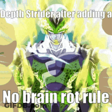 A Picture Of A Cell From Dragon Ball Z With The Caption " Depth Strider After Adding " GIF