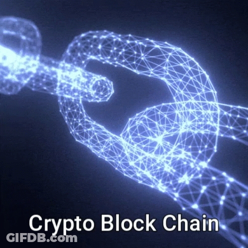 A Picture Of A Chain With The Words Crypto Block Chain Written Below It GIF