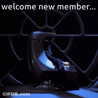 A Picture Of A Chair With The Words Welcome New Member On It GIF