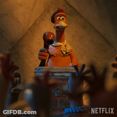 A Picture Of A Chicken With The Words Alright Everyone Netflix On It GIF