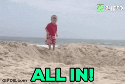 A Picture Of A Child On A Beach With The Words All In GIF