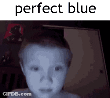 A Picture Of A Child 'S Face With The Words Perfect Blue Above It GIF