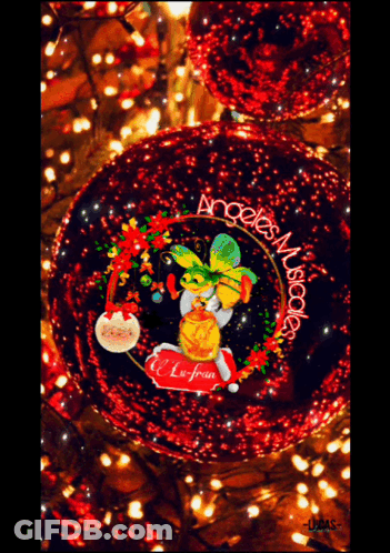 A Picture Of A Christmas Decoration With The Words Angeles Misceles On It GIF
