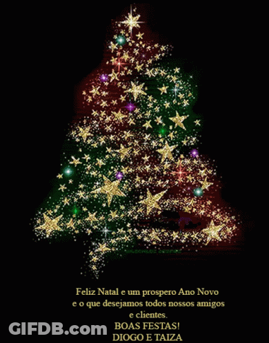 A Picture Of A Christmas Tree With The Words Feliz Natal E Um Prospero Ano Novo On It GIF