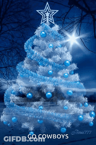 A Picture Of A Christmas Tree With The Words Go Cowboys On The Bottom GIF