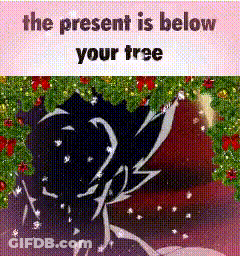 A Picture Of A Christmas Tree With The Words The Present Is Below Your Tree On It . GIF