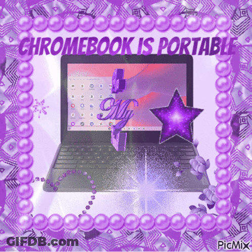 A Picture Of A Chromebook With The Words Chromebook Is Portable GIF