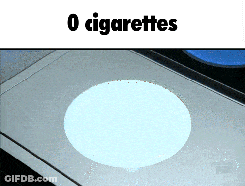 A Picture Of A Circle With The Words 0 Cigarettes Below It GIF
