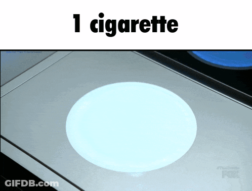 A Picture Of A Circle With The Words 1 Cigarette Below It GIF