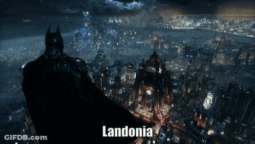A Picture Of A City With The Name Landonia On The Bottom GIF
