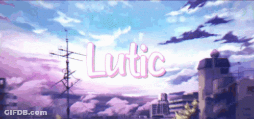 A Picture Of A City With The Word Lutic Written In Pink GIF