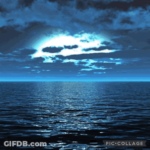 A Picture Of A Cloudy Sky Over A Body Of Water With The Words Pic Collage At The Bottom GIF